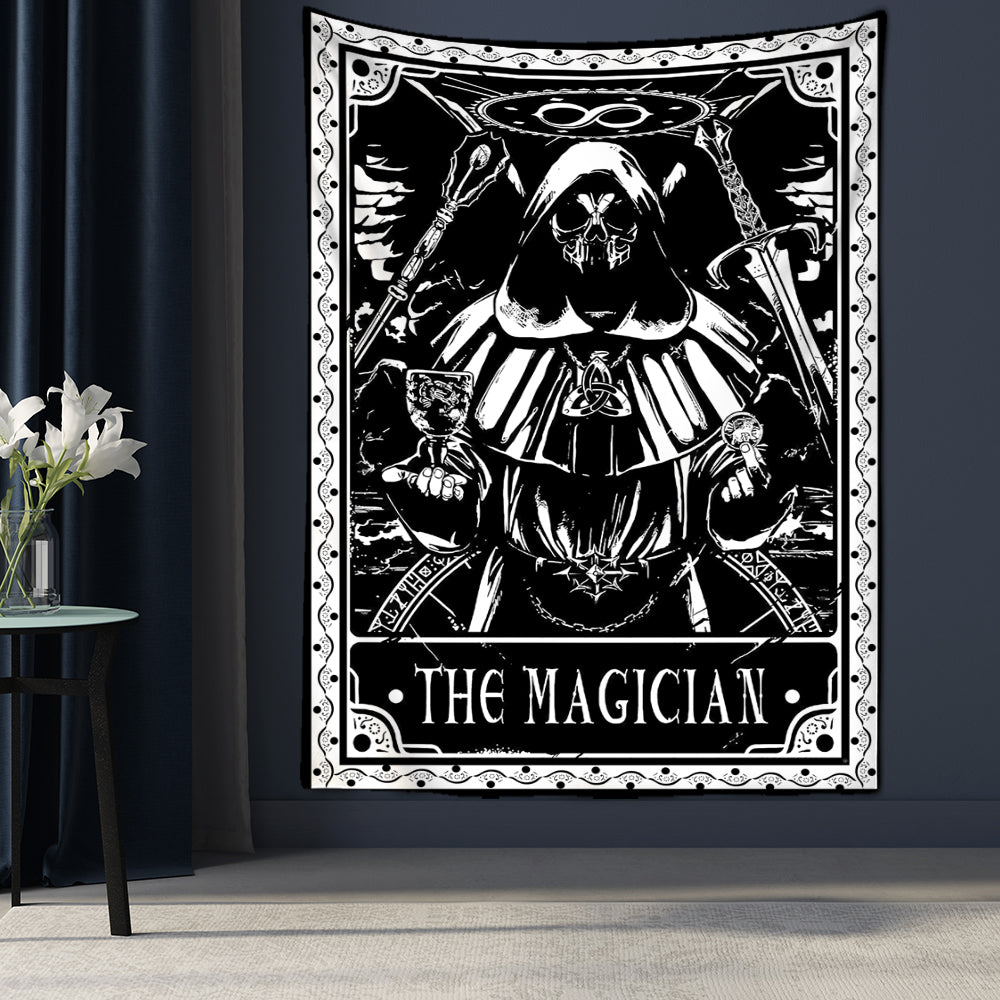 Black & White Tarot Cards Wall Tapestry