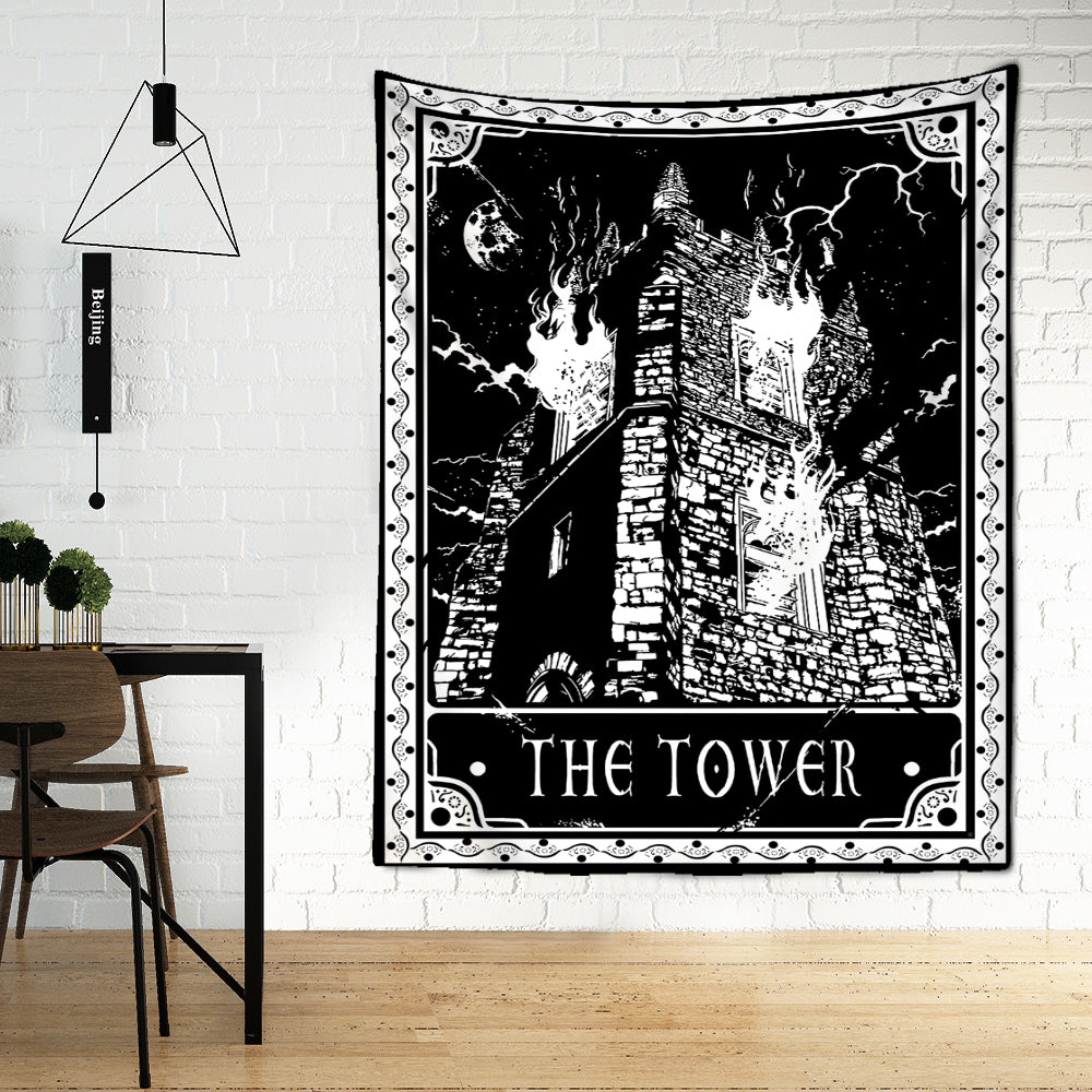 Black & White Tarot Cards Wall Tapestry