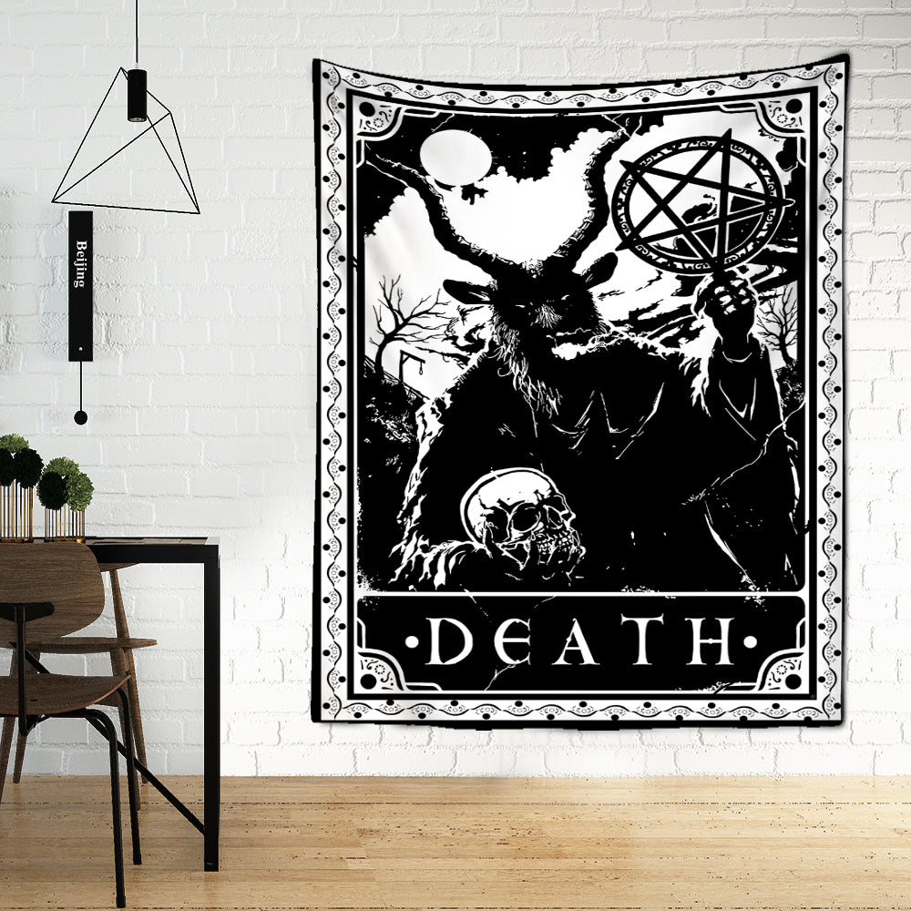 Black & White Tarot Cards Wall Tapestry