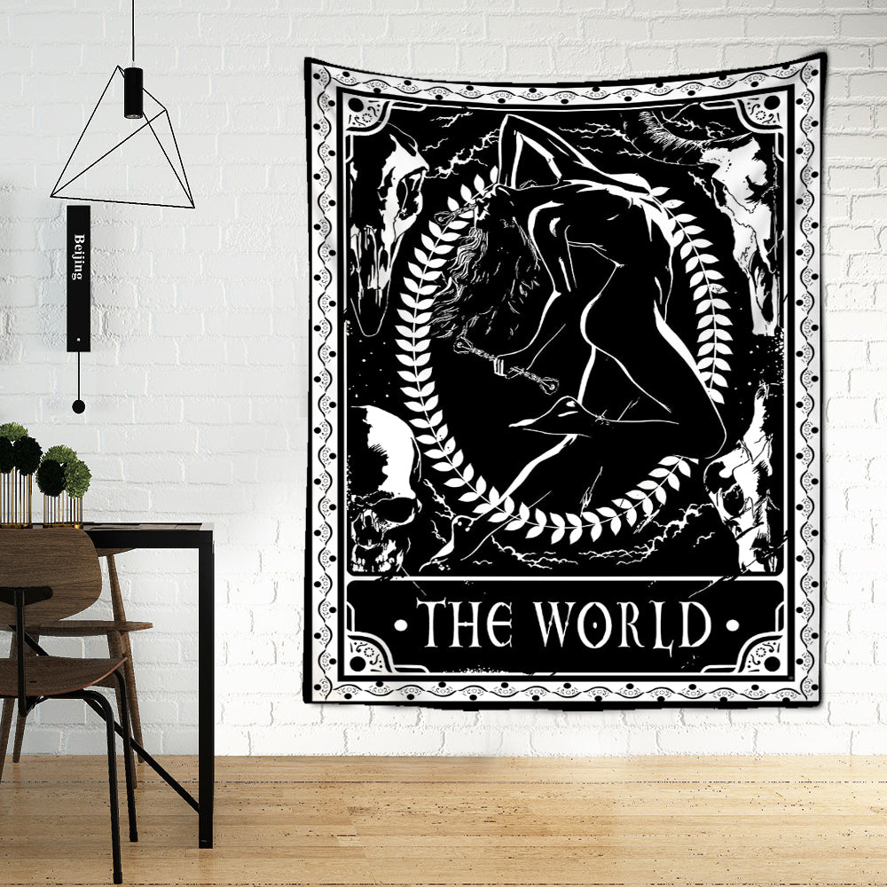 Black & White Tarot Cards Wall Tapestry