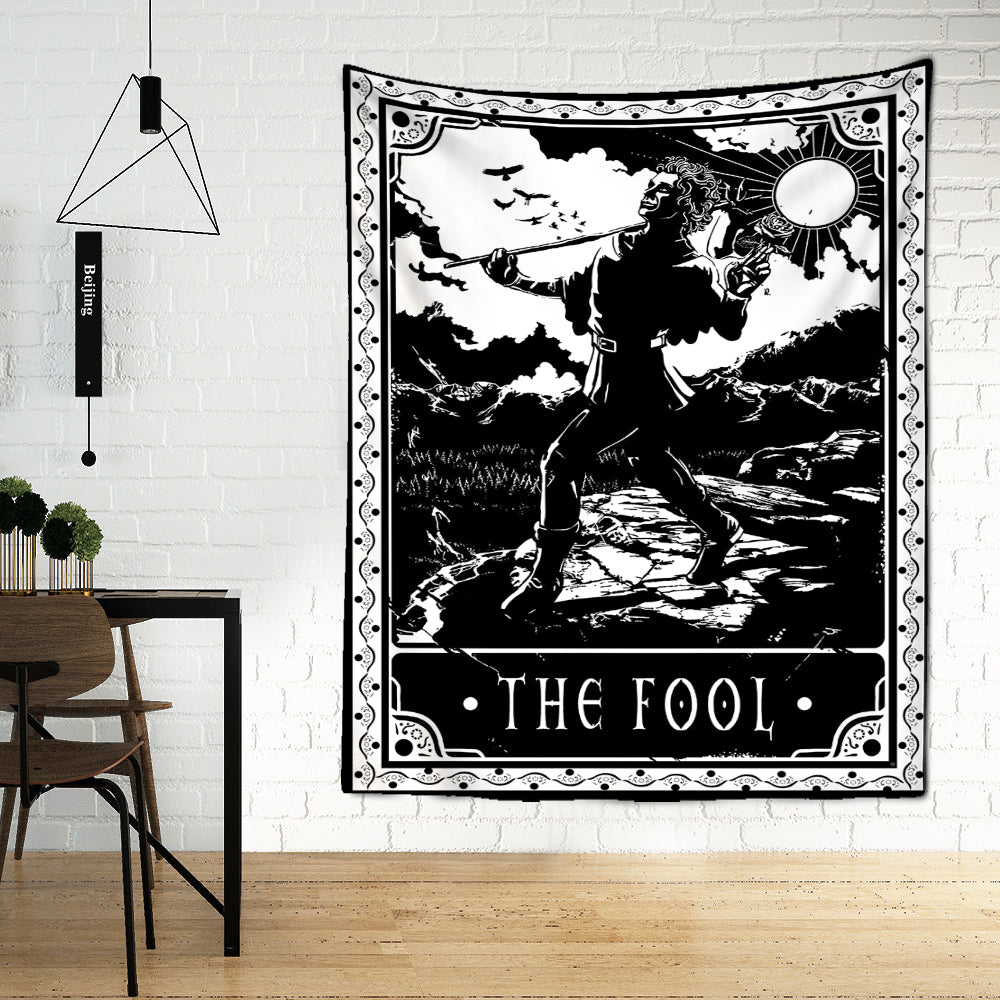 Black & White Tarot Cards Wall Tapestry