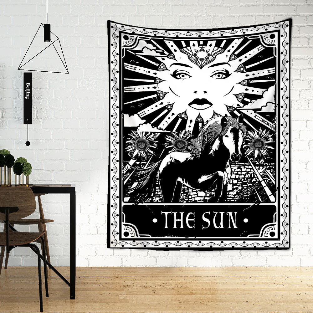 Black & White Tarot Cards Wall Tapestry