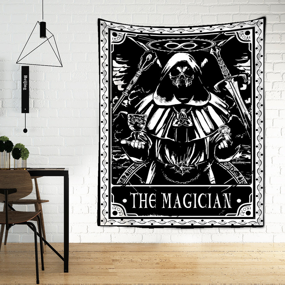 Black & White Tarot Cards Wall Tapestry