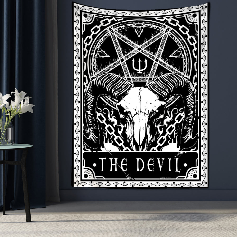 Black & White Tarot Cards Wall Tapestry