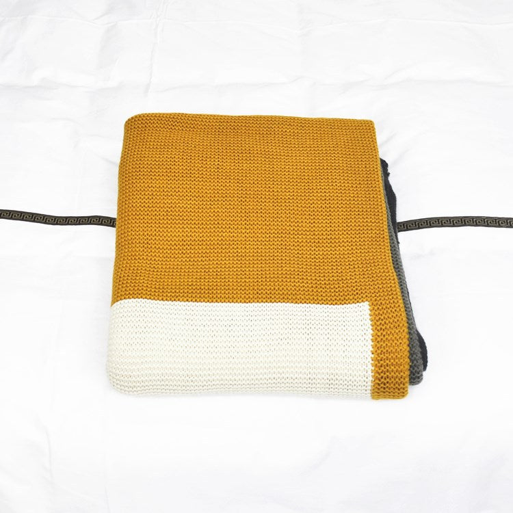 Colour Block Knitted Blanket