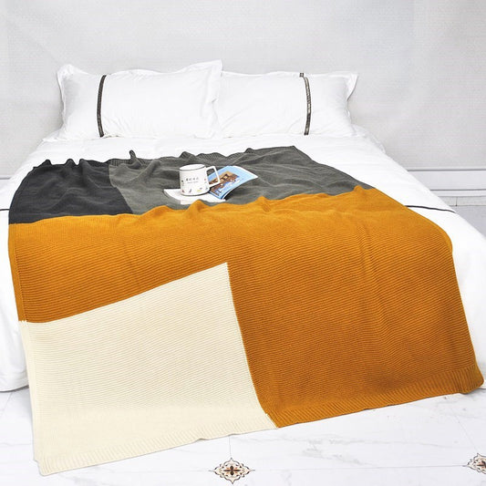 Colour Block Knitted Blanket