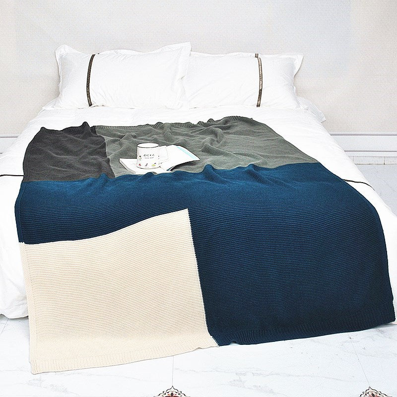 Colour Block Knitted Blanket