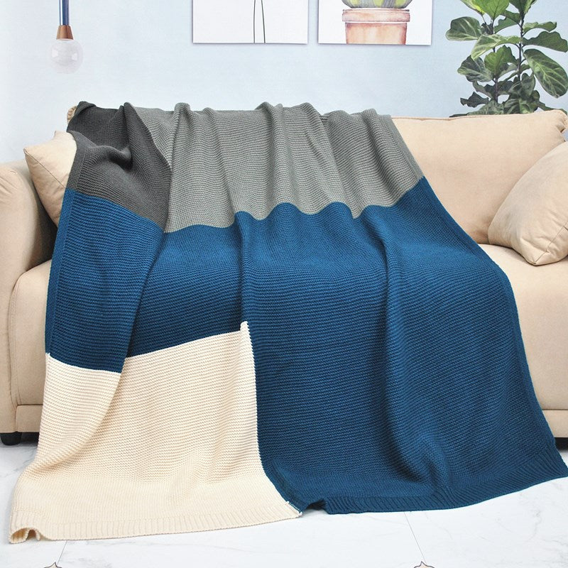 Colour Block Knitted Blanket