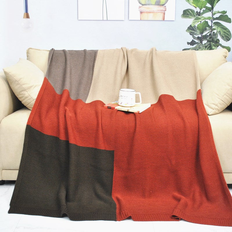 Colour Block Knitted Blanket