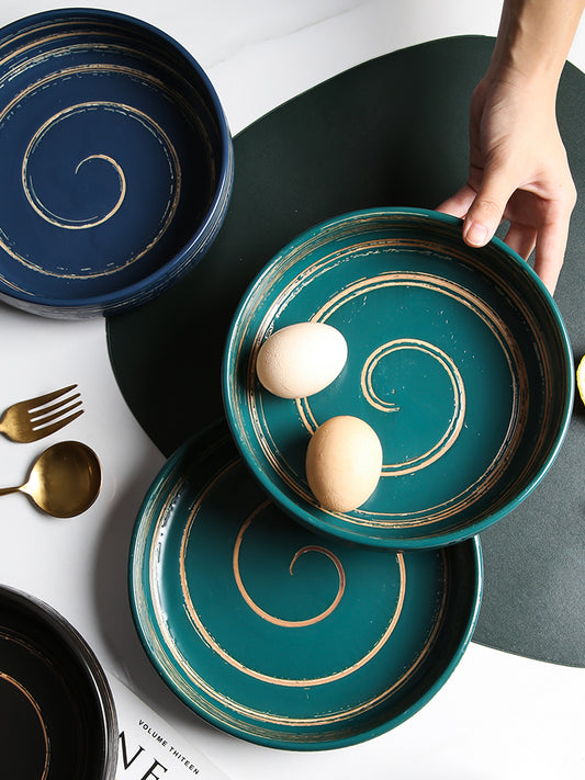 Golden Swirl: Ceramic Dinnerware