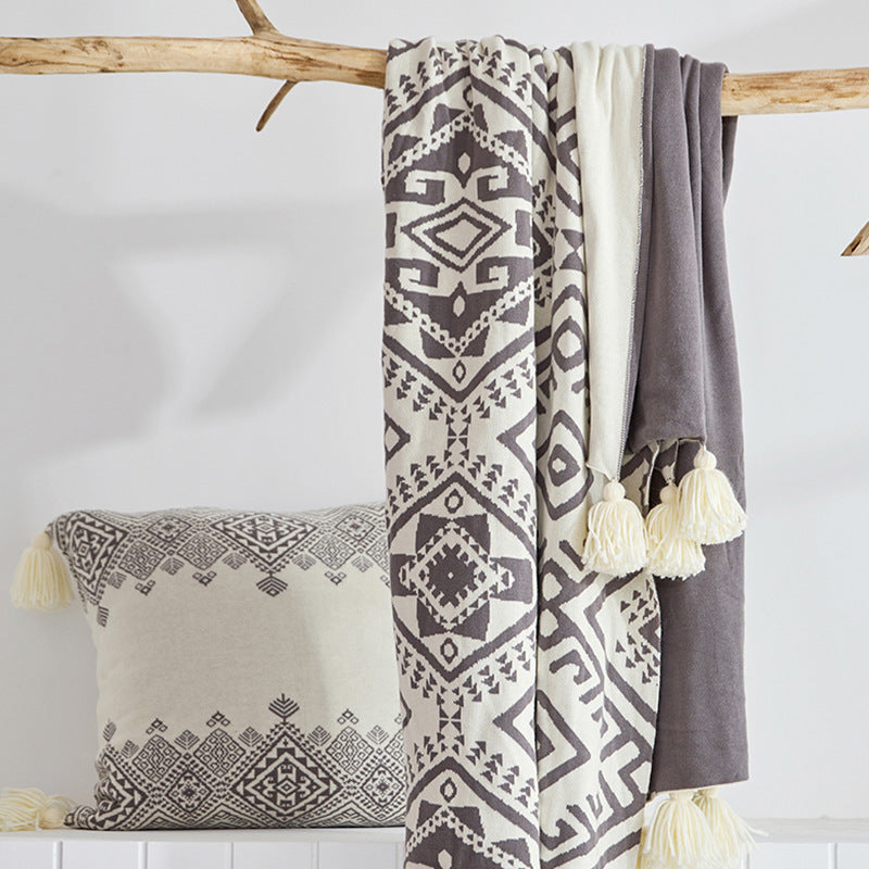 Mono Boho Chic: Geometric Throw Blanket