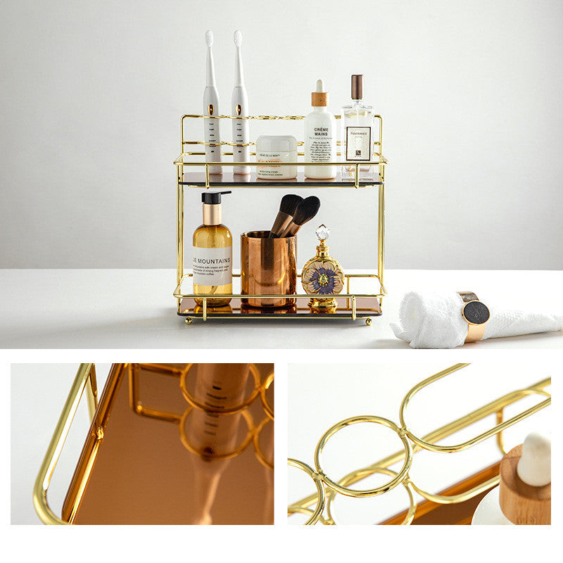 Golden Elegance: Vanity Storage Shelf