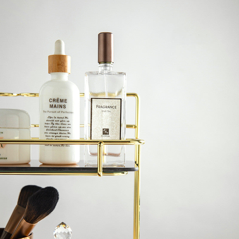 Golden Elegance: Vanity Storage Shelf