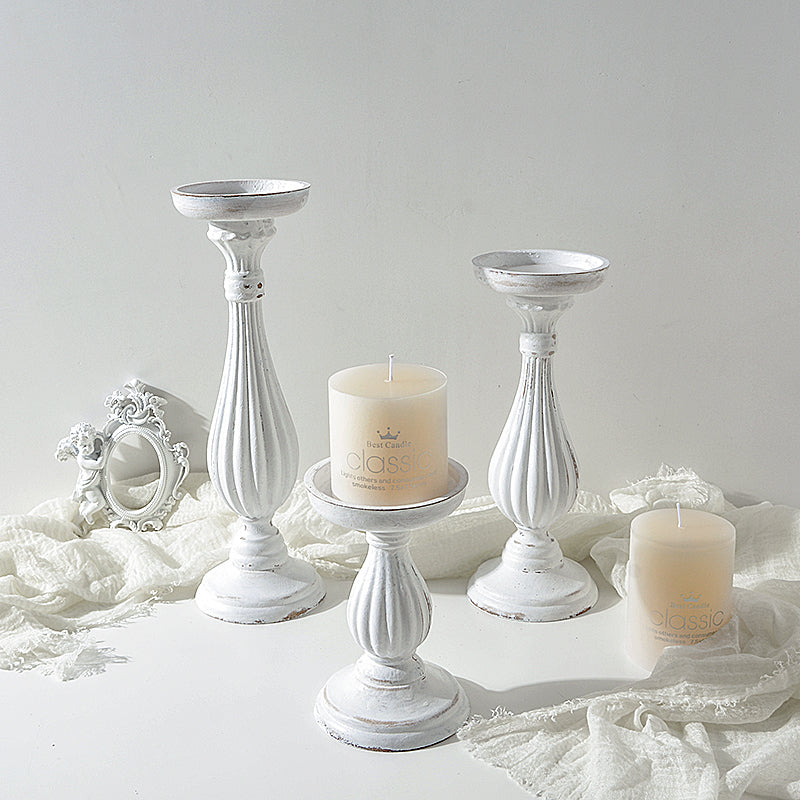 White Wooden Candle Holder