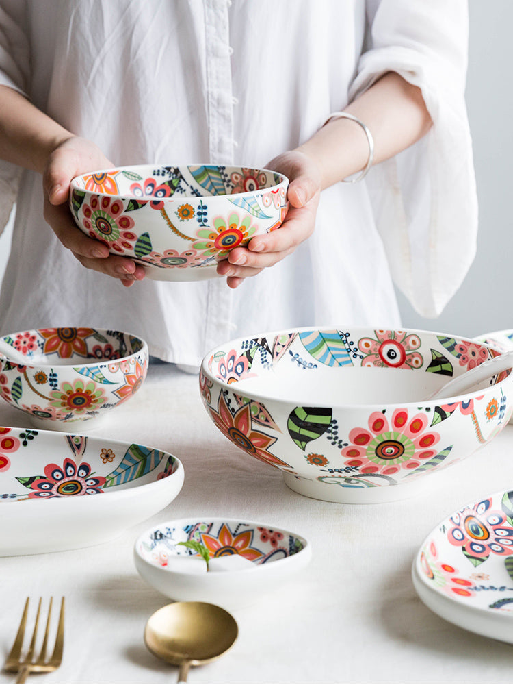 Rainbow Petals: Colourful Porcelain Flower Bowl