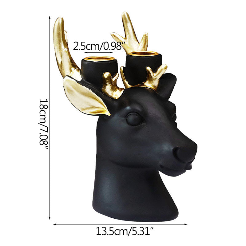 Majestic Monochrome Elk Candle Holder