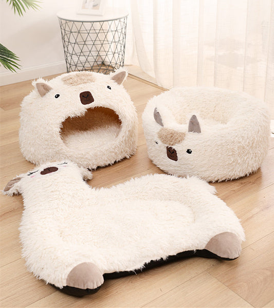 Alpaca Cozy Pet Haven: Warm Plush Pet Bed