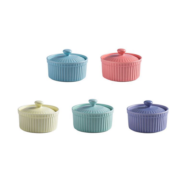 Pastel Hue Ceramic Baking Bowl with Lid