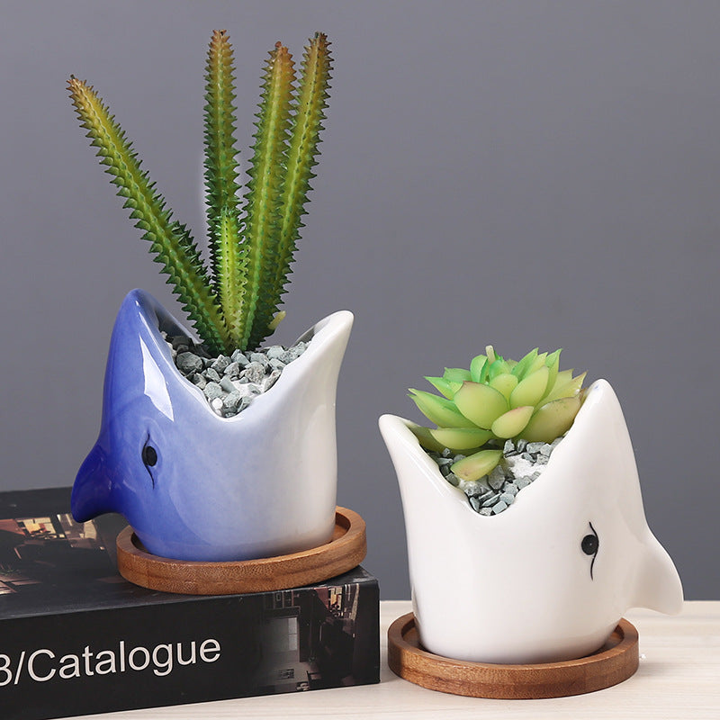 Ocean's Guardian: Shark-Shaped Plant Pot