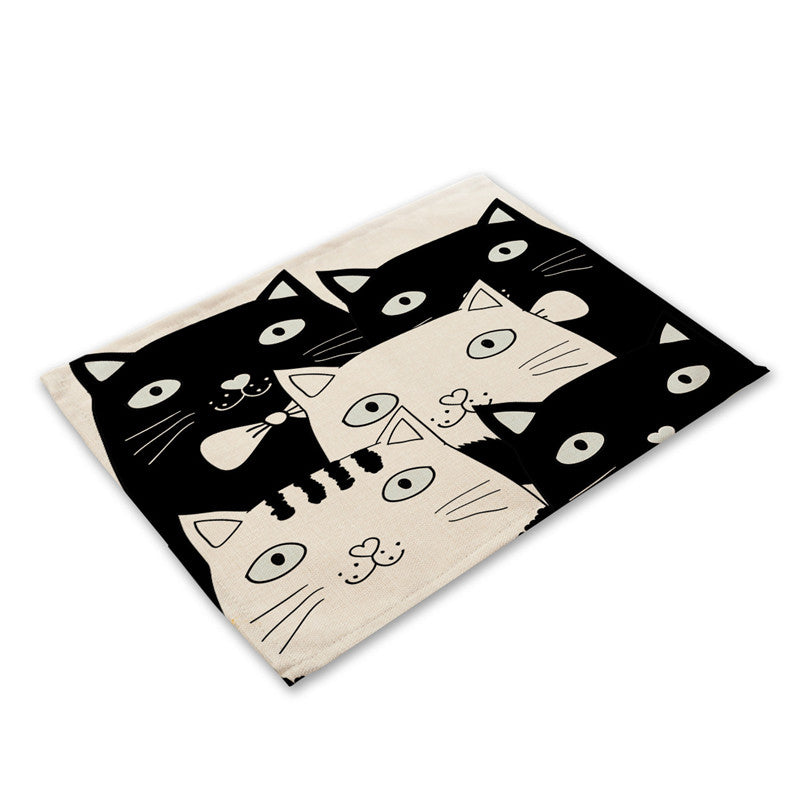 Whisker Wonder: Creative Cat Print Cotton and Linen Western Placemat