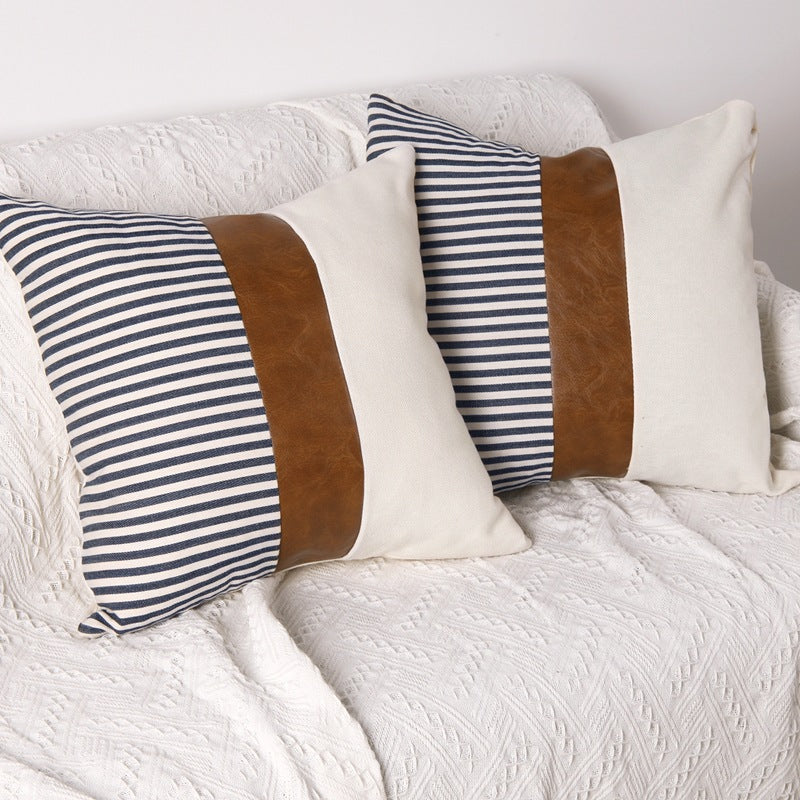 Stripe Lux Leather Cushion Cover