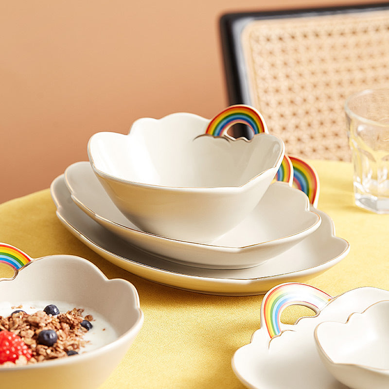 Rainbow Radiance: Ceramic Tableware