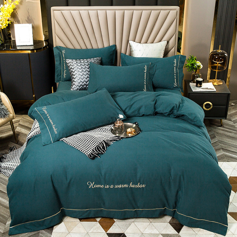 Coloured Embroidered Bedding Set