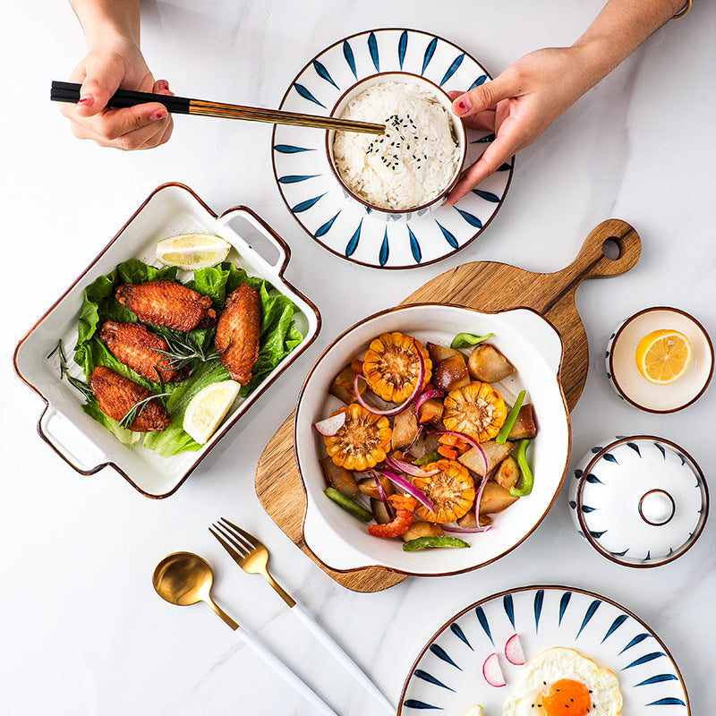 Artisanal Splendour: Hand-Painted Ceramic Salad Set