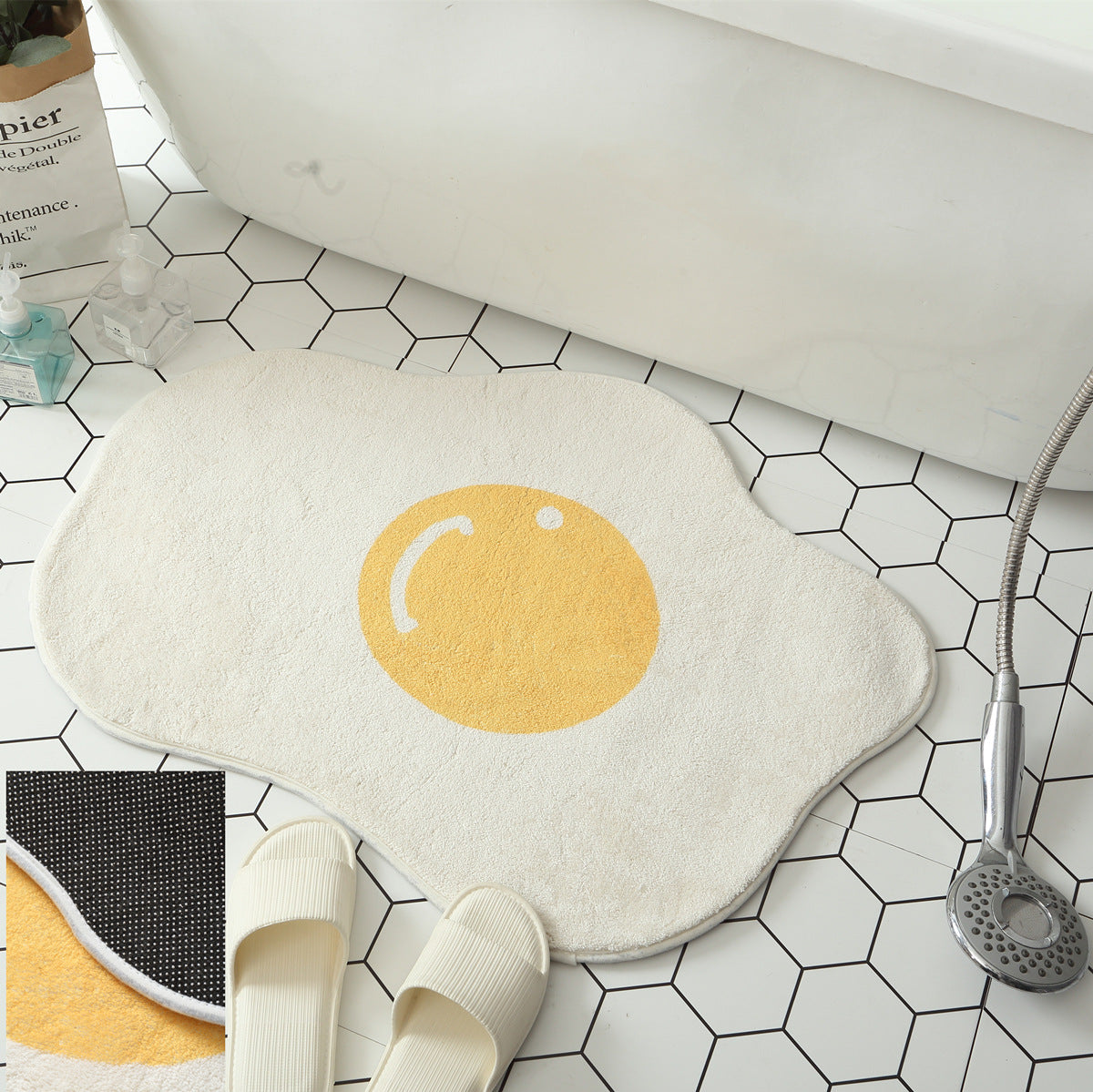 Sunny Side Up: Fried Egg Shaped Bath Mat