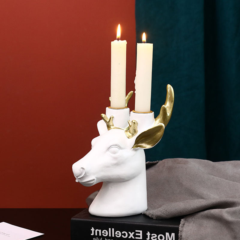 Majestic Monochrome Elk Candle Holder