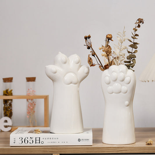 Purrfect Paw Ceramic Vase