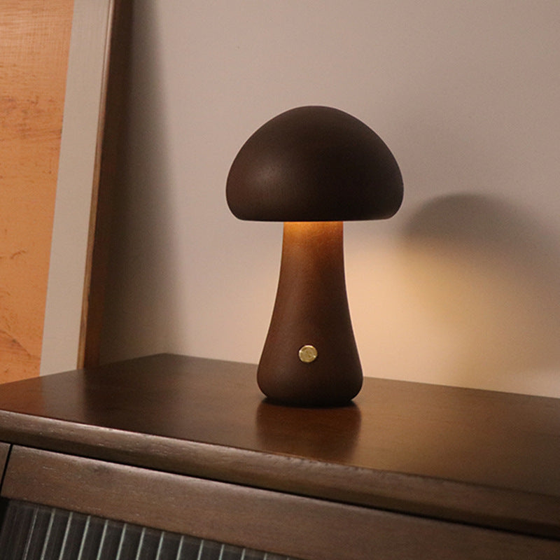 Woodland Glow: Wooden Cute Mushroom LED Light