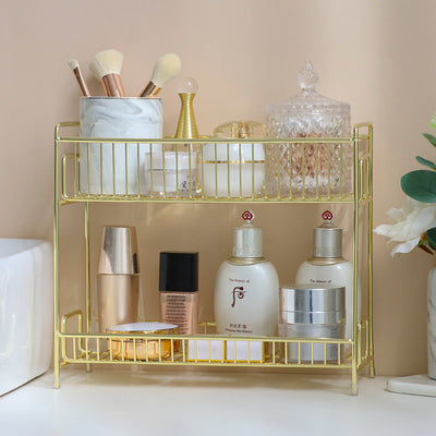 Rose Gold Elegance: Cosmetic Storage Shelves