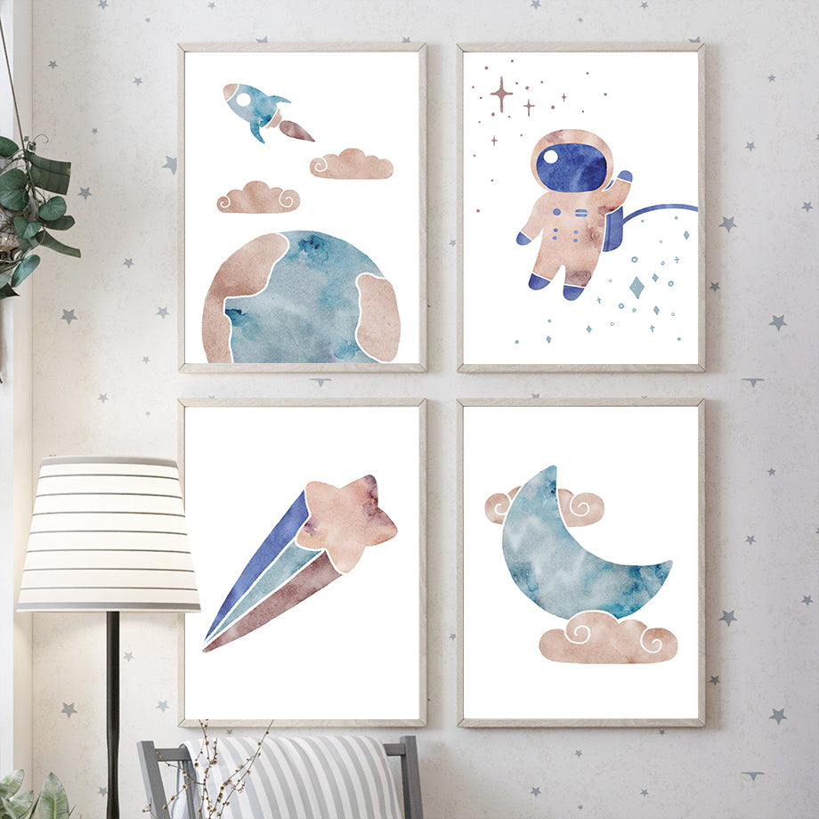 Watercolour Astronaut Wall Art