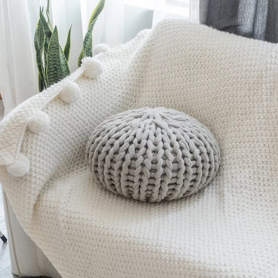 CozyCraft Woolen Round Pillow