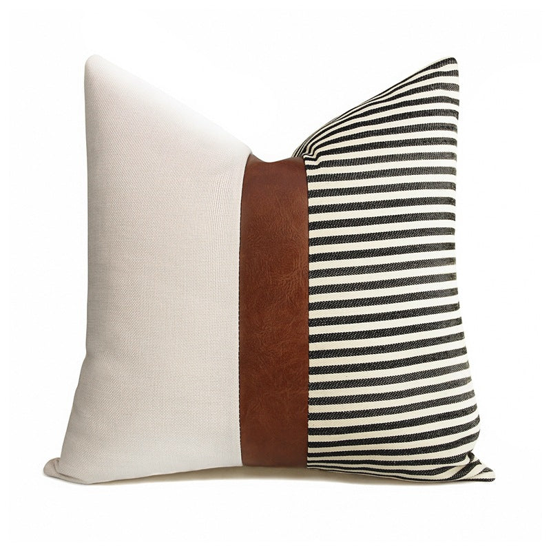 Stripe Lux Leather Cushion Cover