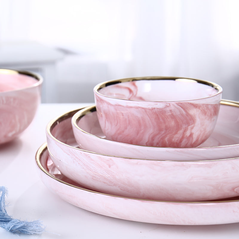 Blushing Marble Ceramic Dinnerware Set