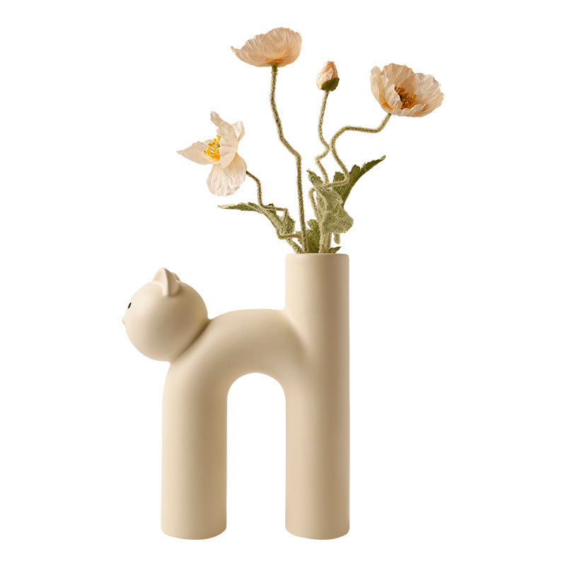 Feline Flourish: Cute Tube Cat Vase