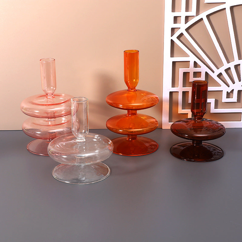 Vibrant Glow: Creative Glass Vase Candle Holder