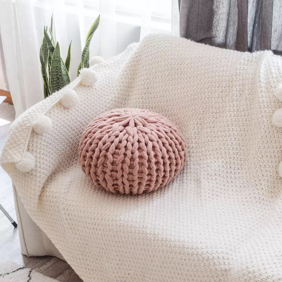 CozyCraft Woolen Round Pillow