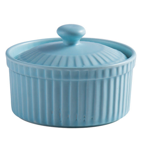 Pastel Hue Ceramic Baking Bowl with Lid