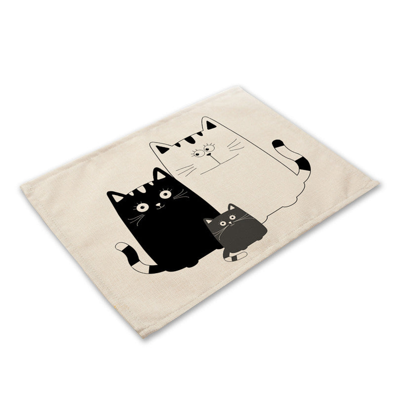 Whisker Wonder: Creative Cat Print Cotton and Linen Western Placemat