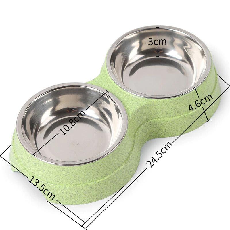 Coloured Double Pet Food Bowl