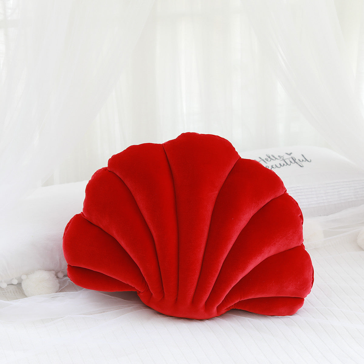 Ocean Bloom: Vibrant Shell-Shaped Cushions