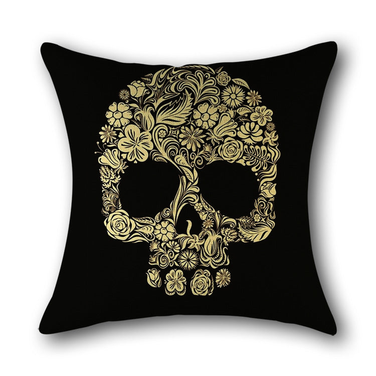 Skull Print Cotton Cushion Cover