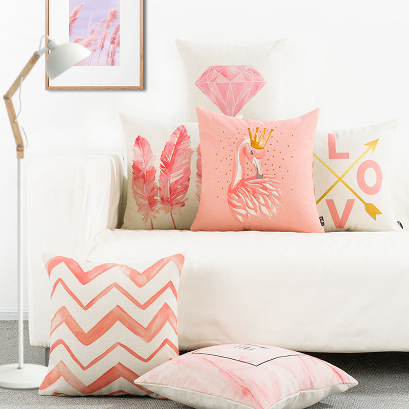 Blush Blossom Patterned Sofa Cushion Cover