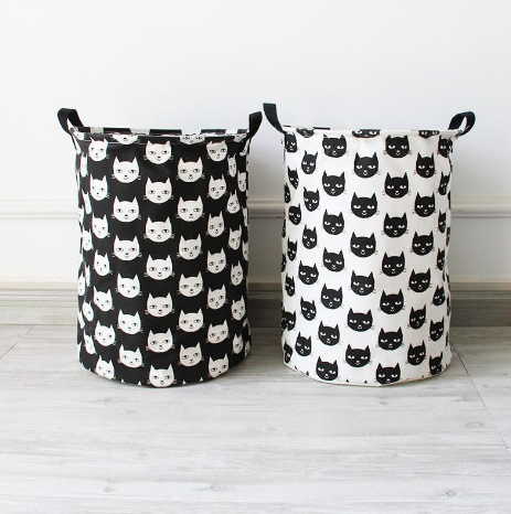 Black & White Cat Laundry Basket