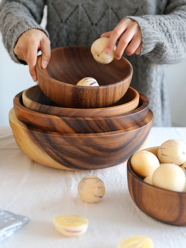 Timber Trove: Acacia Wooden Salad Bowl