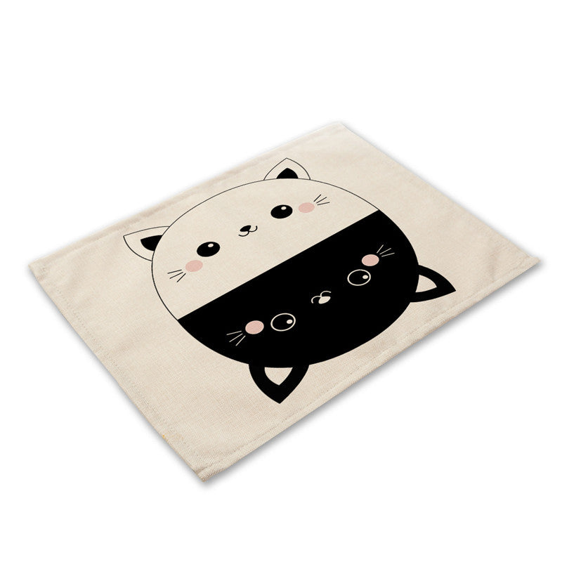 Whisker Wonder: Creative Cat Print Cotton and Linen Western Placemat