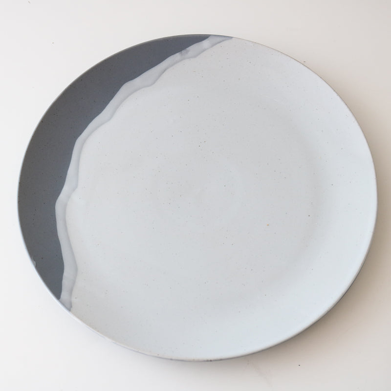 Slate Skyline: Ceramic Landscape Grey Blue Plate